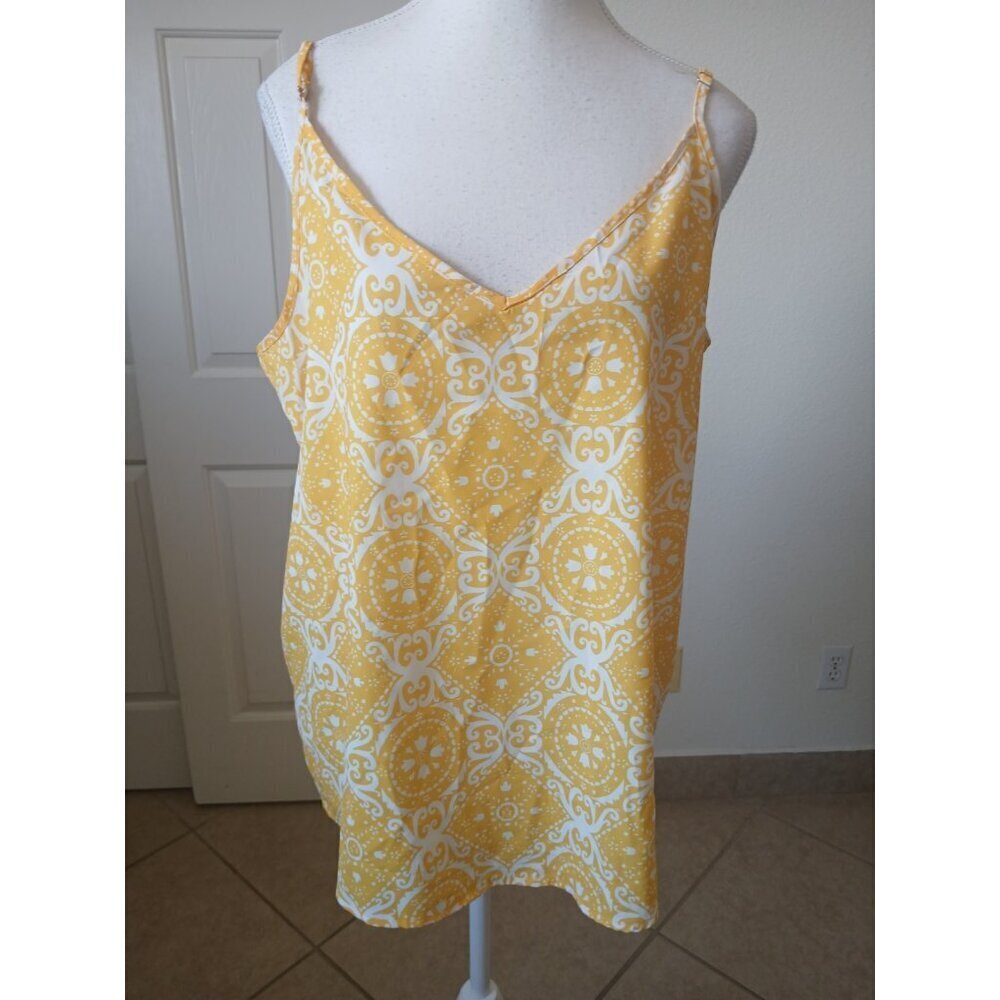 TECREW Womens Yellow Tank Top Cami Sleeveless Blouse Size Large Cottagecore Boho